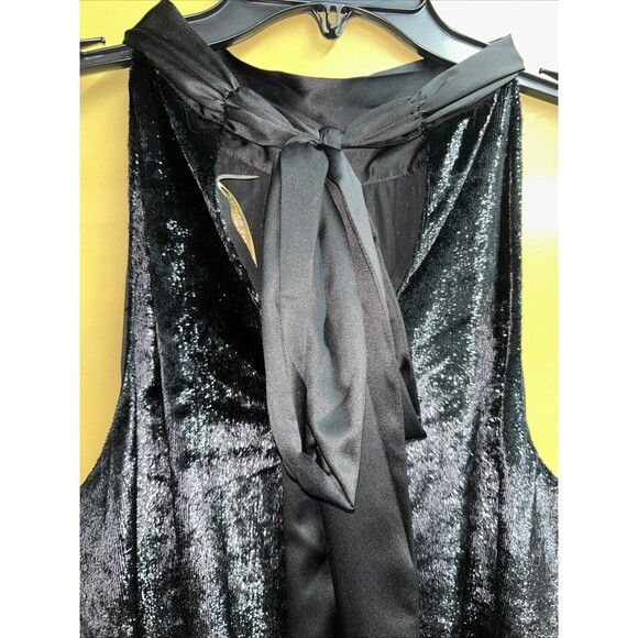 Women’s Ramy Brook Ellin Shimmery Velvet Black Halter Neck Mini Dress - Petite - Picture 7 of 8
